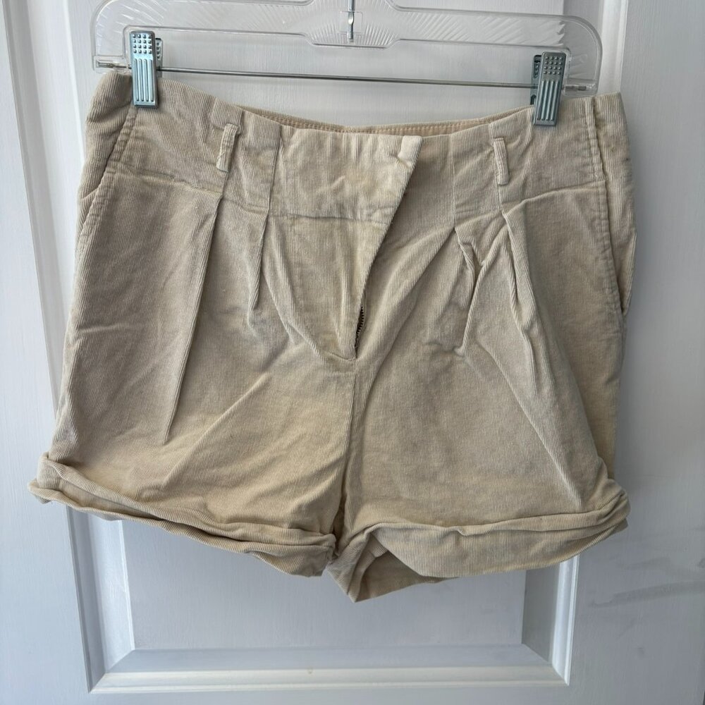 Cream high waisted corduroy shorts